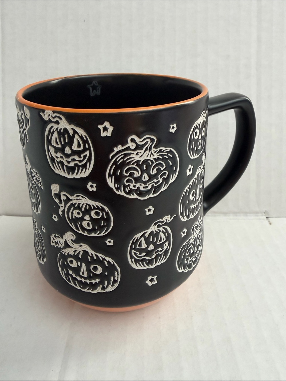 In Homestylez Matte Black Jack o Lantern Pattern Ceramic Mug